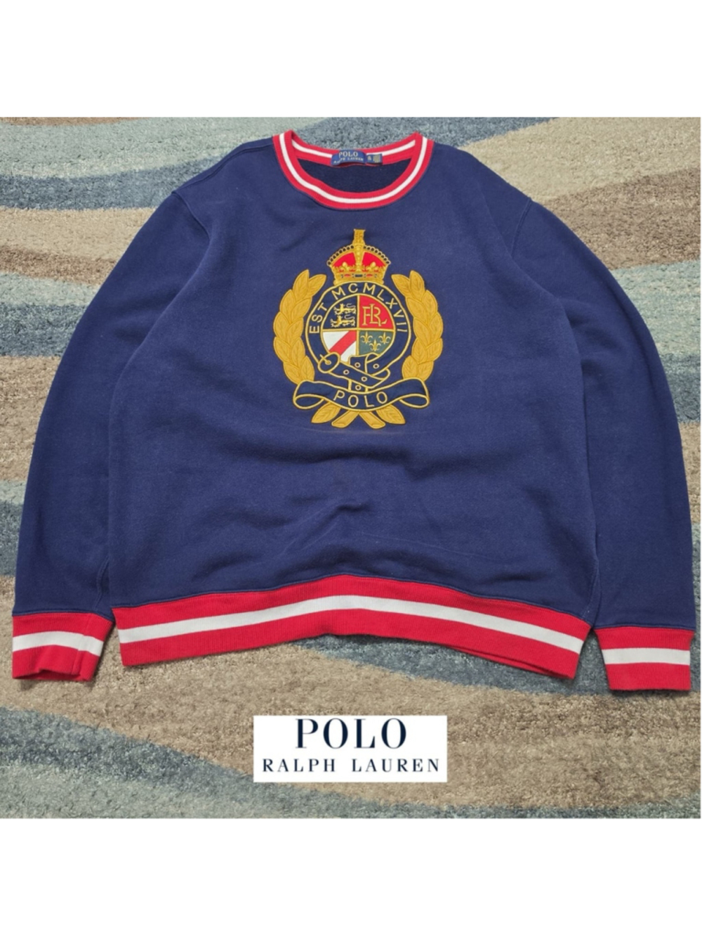 Polo Ralph Lauren Crewneck Crest Crown Fleece Sweatshirt Mens XL Navy - Picture 1 of 12